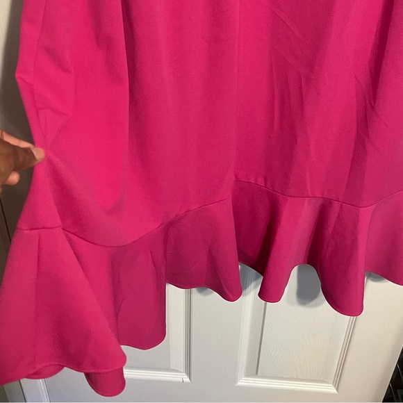 Lane Bryant Vibrant Pink Ruffle Mini Dress Sz 18 - Picture 4 of 9